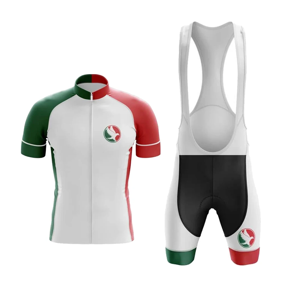 

Hot Classic Mexico White Summer Men's Pro Team Cycling Jersey Bib Set Bicycle Clothing Breathable Short Sleeve Quick Dry