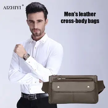 

Genuine Leather Waist Packs Men Waist Bags Fanny Pack Belt Bag Phone Bags Travel Waist Pack Male Small Waist Bag Leather
