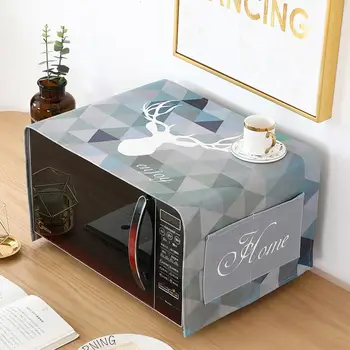 

Nordic Style Thicken Waterproof Anti-scald Microwave Oven Dust Anti Oil Cover with Pocket Simple Geometry Microwave Oven Shield