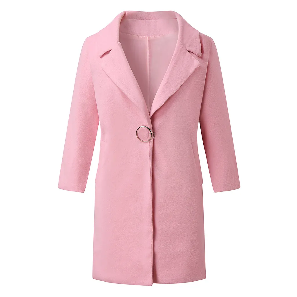 Ostrich, осенне-зимнее шерстяное пальто, женское длинное шерстяное пальто с длинным рукавом, повседневное свободное шерстяное пальто, женская верхняя одежда N30 - Цвет: Розовый