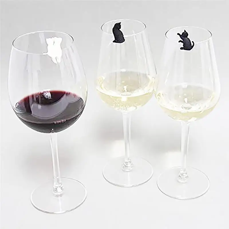 6 шт. милый Кот форма вина чашка марка вина стекло Шарм милый кот дизайн силиконовый маркер на стакан для вина вечерние аксессуары для бара