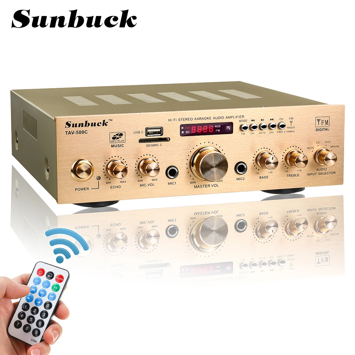 SUNBUCK 2000W Home Theater Amplifiers 110V/220V HiFi bluetooth Power Amplifier Stereo Audio