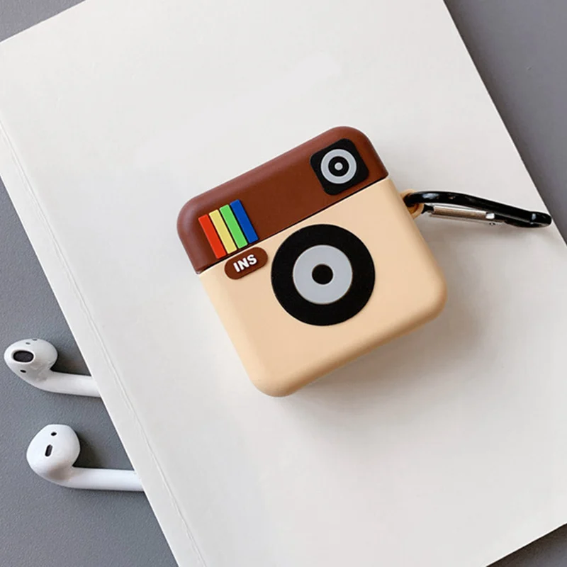 Милый 3D чехол для наушников с камерой Instagram мультяшный AirPods силиконовый