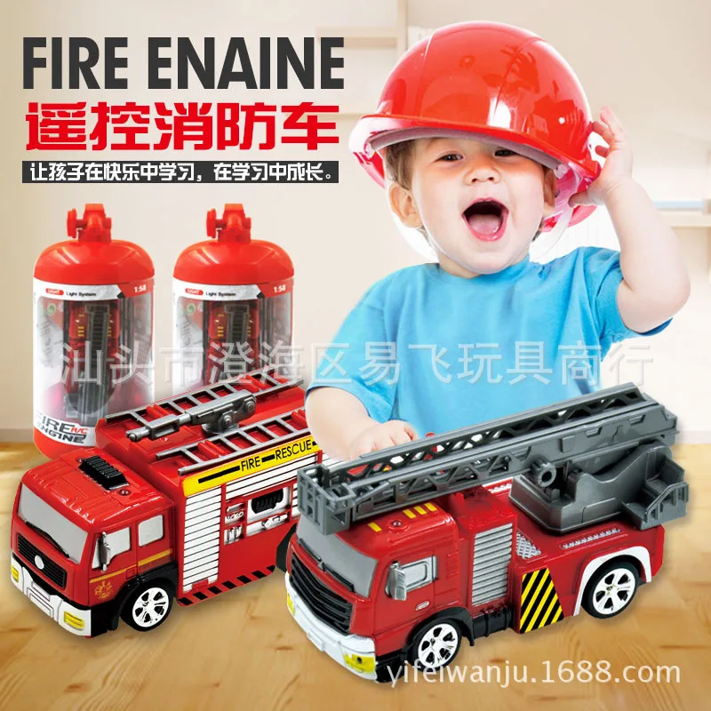 

Mini Remote Control Fire Truck Light Included Light Charging Extinguisher Model Remote Control Car Children Model Toy