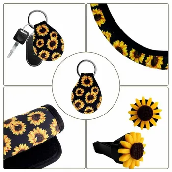 

Car Steering Wheel Cover Sunflower Keychain 5Pcs/Set Decoration Belt Seat