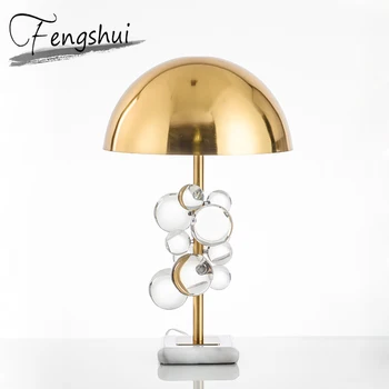 

Nordic Luxury Crystal Ball Table Lamp Home Decor Table Lights Bedroom Bedside Study Hotel Living Room Hotel Iron Desk Lamp Shade