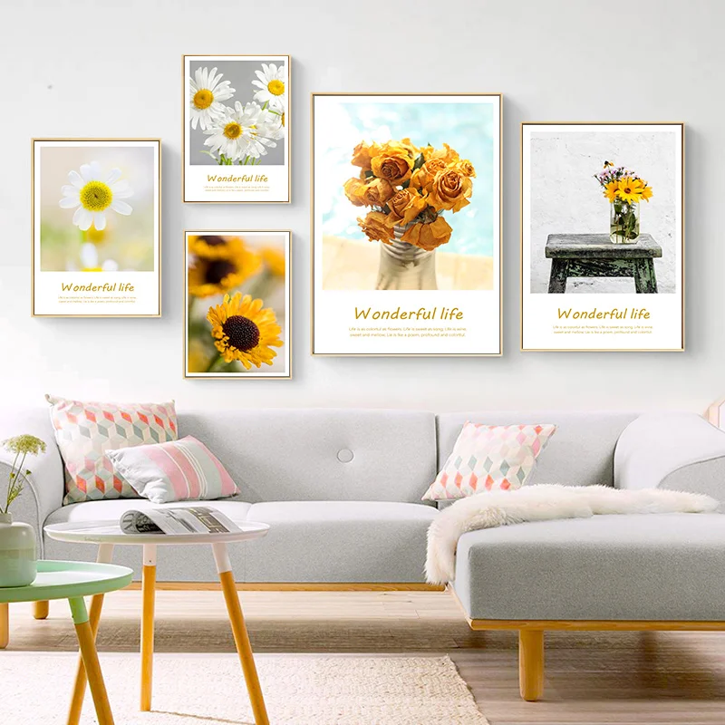 

Plant Yellow Flower Picture Nordic Natural Scenery Canvas Painting Wall Art Home Decor Poster and Prints For Bedroom Cuadros