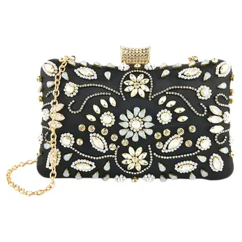 

1pc Dinner Party Bag Manmade Pearls Rhinestone Inlaid Banquet Handbag Wallet Case for Lady Women