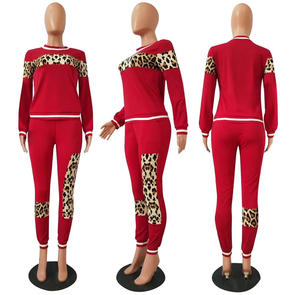 thumbnail image 1 of Conjunto de dos piezas de camuflaje de leopardo 2024, traje deportivo para mujer, sudadera de manga larga y pantalones deportivos, chándal informal para correr para mujer, 1 of 5