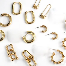 Boucles d'oreilles de texture or de fil géométrique épais, Design Unique, minimaliste, serrure ardillon de sécurité, boucles d'oreilles cerceau pour femmes, bijoux cadeau