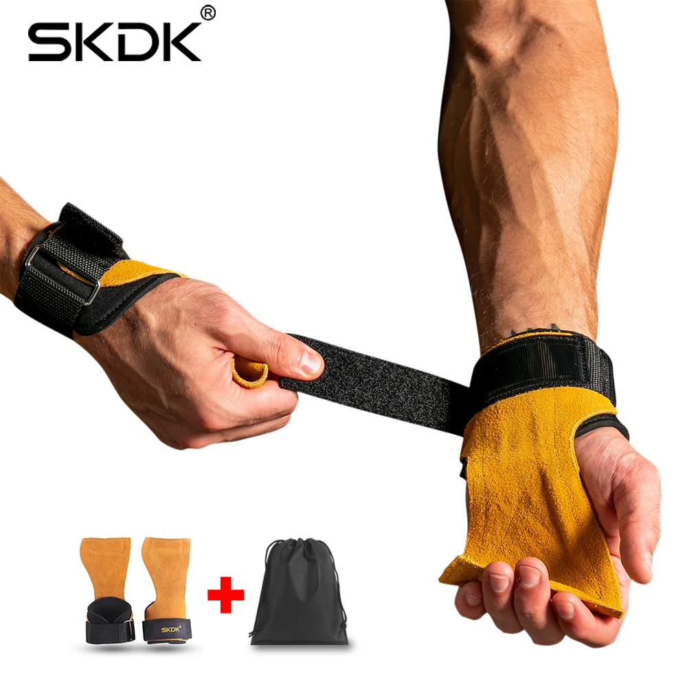 SKDK 1 пара воловьей кожи ручками гимнастика перчатки ручки анти-скольжения перчатки для спортзала для занятий фитнесом Вес подъема