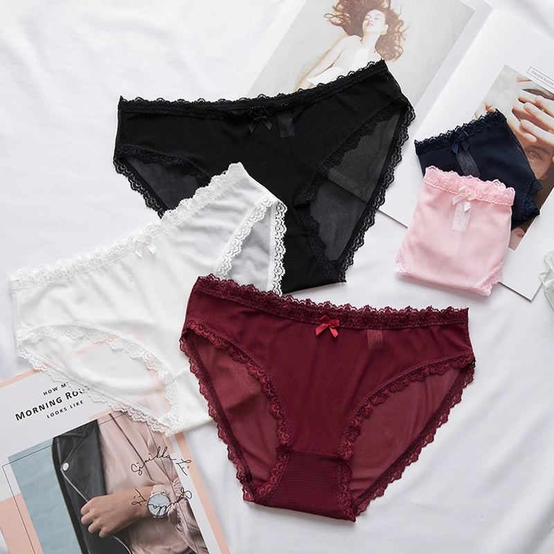

Fashion Women mesh seamless underwear cotton ultra-thin low waist breathable sexy lace underwear women girls panties brief