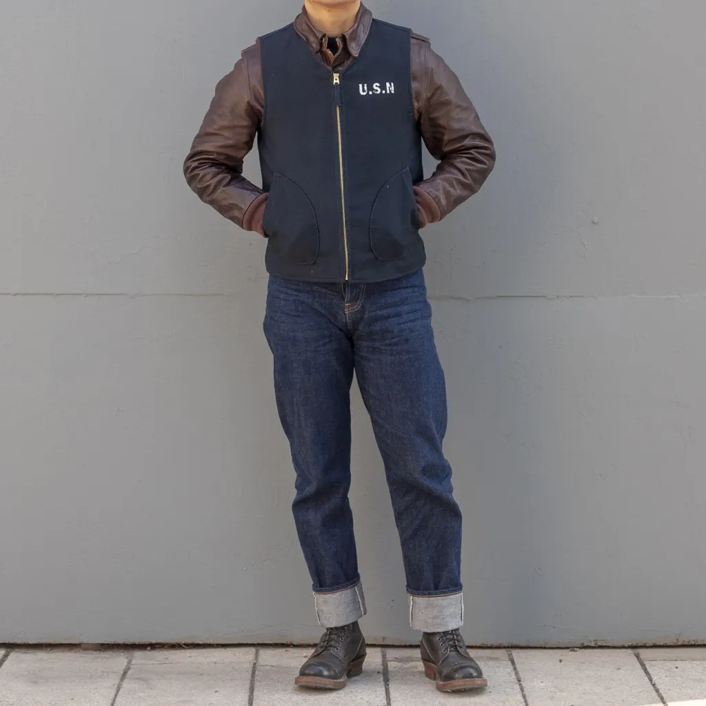 40s US NAVY N-1 デッキベスト 　vintage　XL 40's U.S.NAVY DECK VEST N-1 デッキベスト アルパカライナー