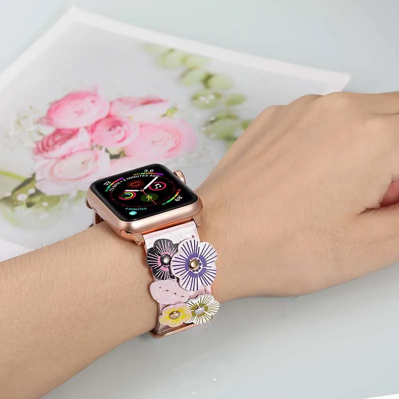 Женский кожаный ремешок для часов Apple Watch iWatch Series 5 4 3 2 1 38 мм 40 мм 42 мм 44 мм женственный ремешок на руку