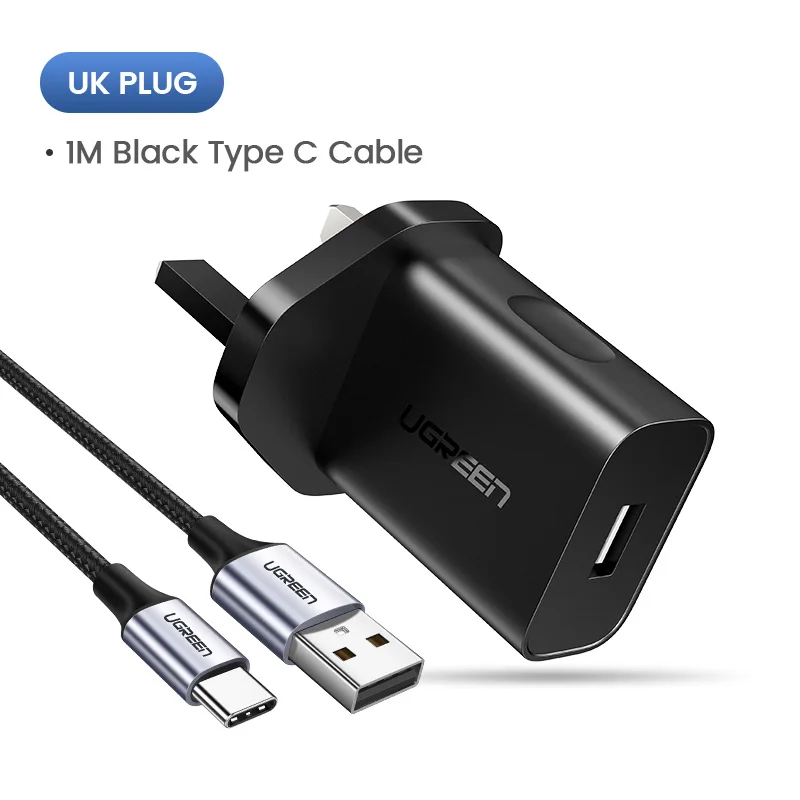 Ugreen Quick Charge 3,0 QC 18 W/US/UK USB Зарядное устройство QC3.0 быстро Зарядное устройство для samsung s10 Xiaomi iPhone huawei мобильного телефона Зарядное устройство - Тип штекера: add 1M Type C Cable