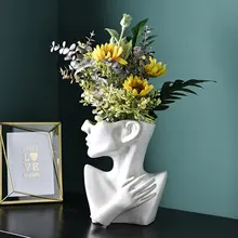 Nowoczesny skandynawski styl biust portret doniczka kreatywny zdobienia kwiatowe wazon ceramiczny dom salon rzemiosło dekoracyjne tanie i dobre opinie PREUP CN (pochodzenie) europe Wazon na stolik vase White ceramics 21x25cm