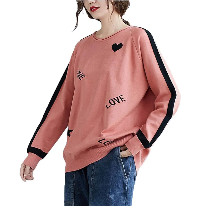 2020 Oversize Women knitted Sweater Autumn Winter Long sleeve O-collar Pullover Plus size 5XL Jacquard Bottoming Sweaters KW134 | Женская