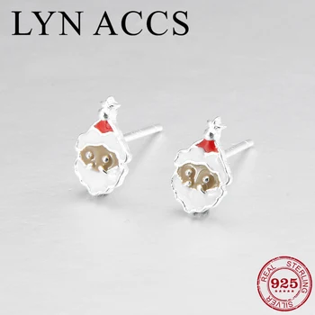 

Christmas Earrings Gift New 925 Sterling Silver Santa Claus Enamel Stud Earrings Luxury brand Fine jewelry for women