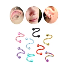 Кольцо-пирсинг в ухо, 2 шт., нержавеющая сталь, s-образное кольцо для носа, для языка, губ, для ногтей, антиаллергенное ювелирное изделие для тела, сексуальные женские аксессуары