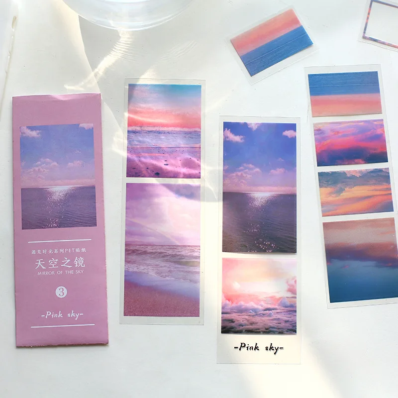 

3 pcs/pack Meet Time Scenery PET Journal Decorative Adhesive Stickers DIY Decoration Diary Stationery Stickers Children Gift