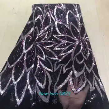 

2019 High Quality French Mesh Lace Fabric Latest African Tulle Lace Fabric With Sequins For Nigerian Men Women Dress Party 03