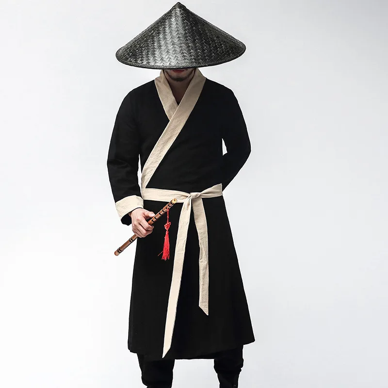 Мужской китайский Hanfu традиционный костюм в стиле Тан куртки WuShu платье халат