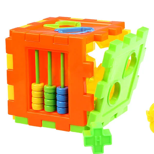 Colorful Block Magic Cube Toy Kid Educational Building Blocks Toys Matching Blocks Sorting Box Plastic Baby 4