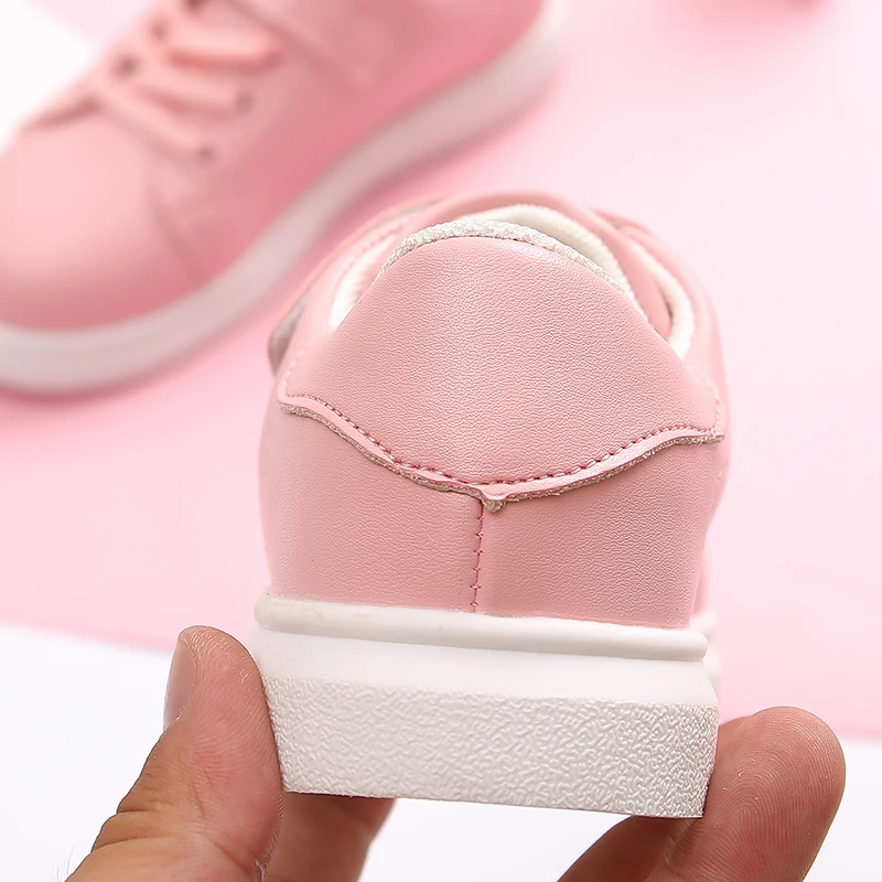 Kids Sport Shoes Spring Fashion Girls Sneakers Princess Flat Children Girls Infant Student Running Shoes White STQ003