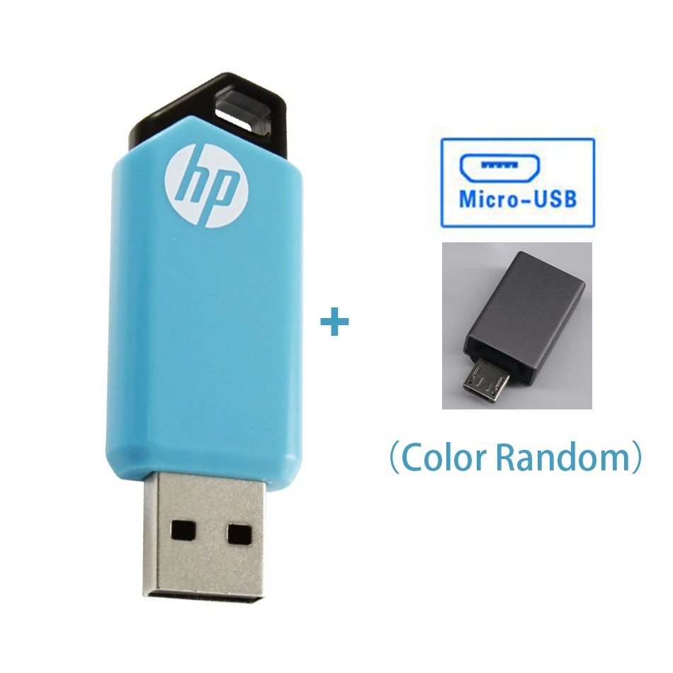 Hp V150W нажимает и тянет Пыльник водонепроницаемый USB флэш-накопитель внешний накопитель 64 г 32 г Флешка для Windows Macbook Android планшет - Цвет: Free Micro Adpter