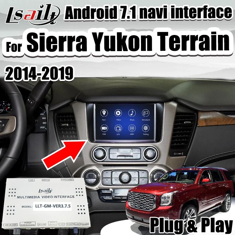 GPS навигатор Lsailt CarPlay/Android для 2014 18 GMC Sierra Yukon Land Intellink с поддержкой YouTube Android Auto GMC|GPS