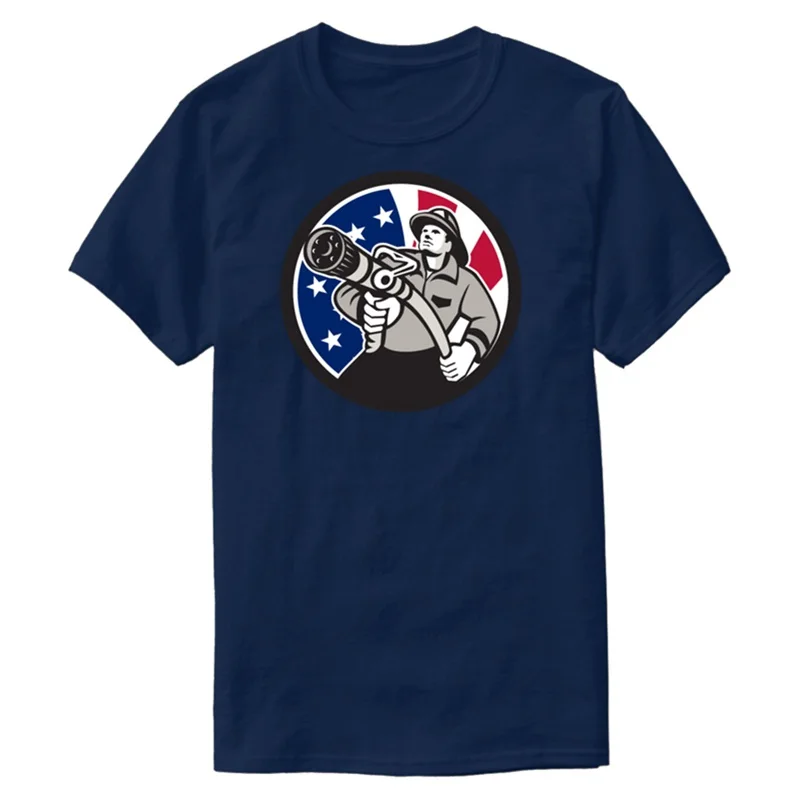 Fashion American Fireman Usa Flag T Shirt Man Leisure Tshirt Short-Sleeve Hipster Hiphop Tops | Мужская одежда