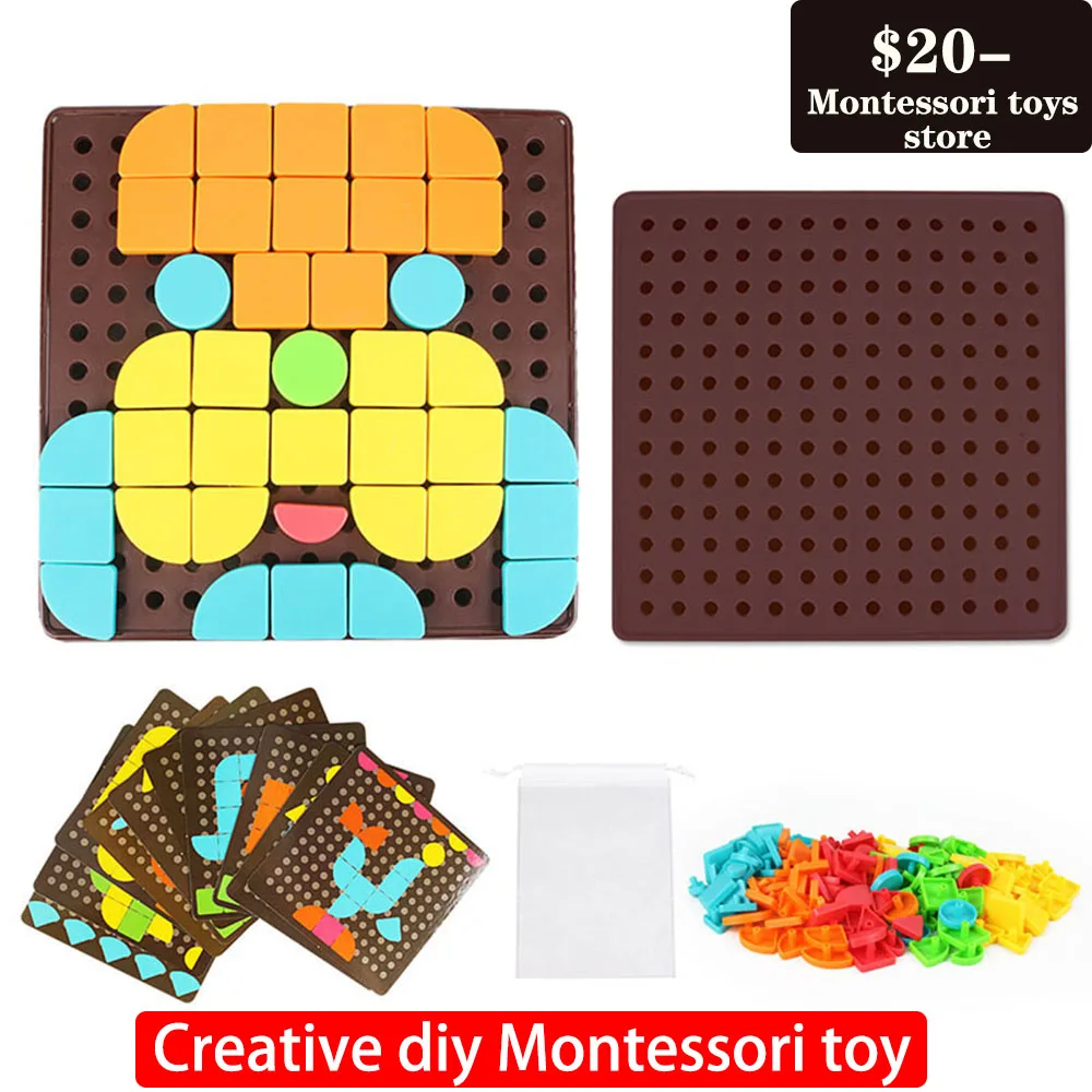 

Creative DIY geometric matching jigsaw puzzle board toy color recognition Montessori educational toy