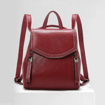

Genuine Leather Backpack for Women Vintage Shoulder Bag Messenger Bag in Embossed Pebble Leather