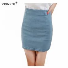 VISNXGI джинсовая юбка, женские летние юбки, модные юбки с высокой талией размера плюс, мини джинсовая юбка, высокое качество, 2 цвета, высокое качество