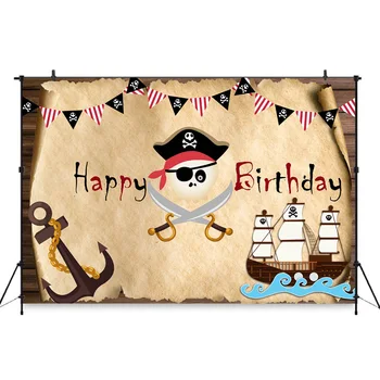 

Adventure Pirait Backdrop Babyshower Newborn Photography Backdrop Pirate Ship Map Background Baby Photobooth