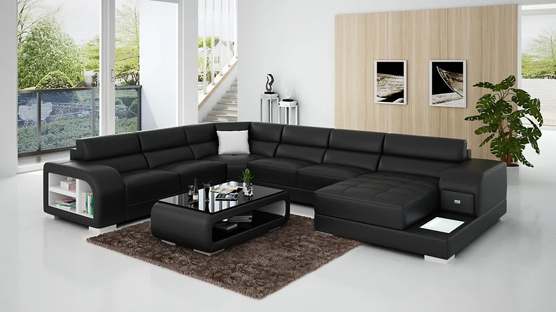 Роскошный европейский стиль кожаный диван Германия гостиная твердый диван с деревянным каркасом