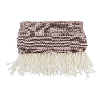 

Throw Blanket Modern Hand-woven Acrylic Herringbone Stripe Blanket Knit Blanket Air Condition Blanket for Couch Sofa