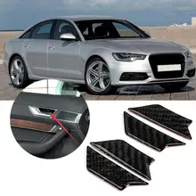 4 шт./компл. из углеродного волокна автомобилей дверные ручки наклейки для авто внутренняя отделка крышка подходит для Audi A6 2005 2006 2007 2008 2009 2010 2011