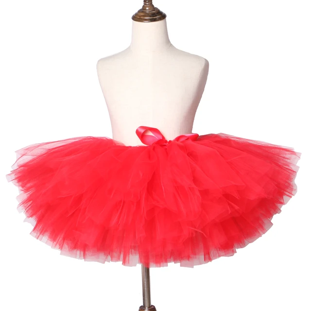 Falda tutú roja para niña, de tul esponjoso para niña, falda de princesa para fiesta, de Ballet para niña, Tutus para niña -