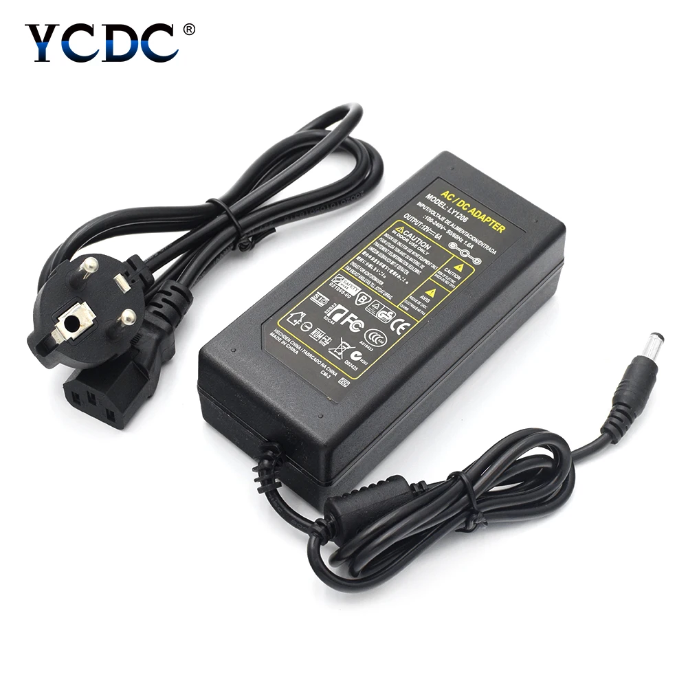 Адаптер питания AC100-240V в DC 12V 6A преобразователь трансформатора адаптер US/EU/UK/AU