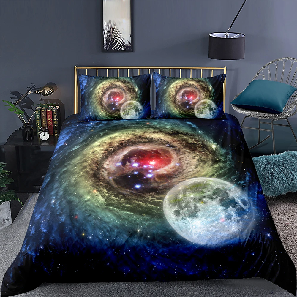 

Universe Bedding Set Nebula 3D Fantasy Mysterious Duvet Cover Moon King Queen Twin Full Single Double Unique Design Bed Set