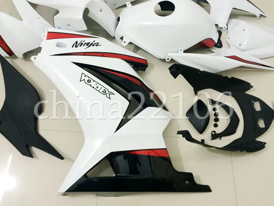 ABS Обтекатели комплект подходит для Kawasaki Ninja 250 EX250 ZXR250 2008- 08 09 10 11 12 13 14(литья под давлением)+ крышка бака белый