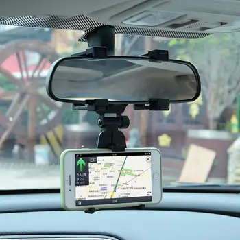 

Car Rear View Mirror Phone Holder for 3.5"- 5.5" Screen Mobile Phone Mounting 7" GPS Bracket 180° Rotation