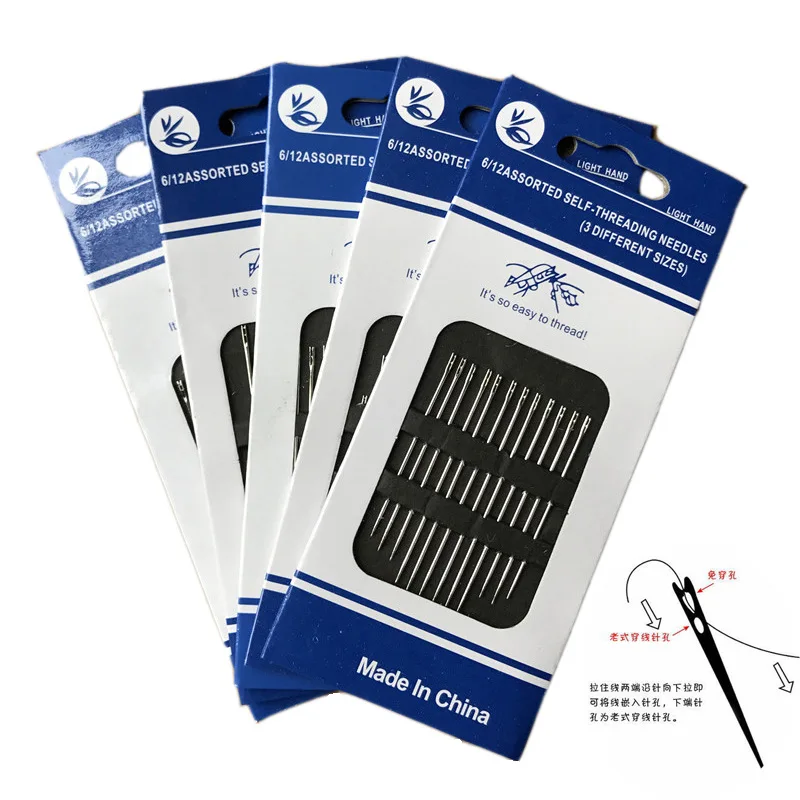 

24pcs (12pcs/set) Blind Needles Multi-size Side Opening Stainless Steel Darning Hand Sewing Needles Embroidery Tool