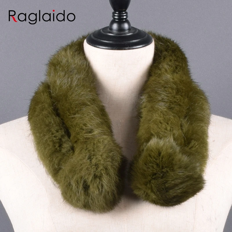 Raglaido Women Winter Rabbit Fur Scarf 100% Natural Rabbit Fur Fashion Warm and Soft Neckerchief Wholesale