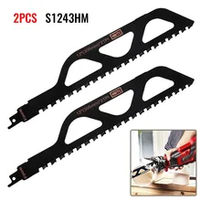

2pcs S1243HM Reciprocating Saw Blade Carbide Cut Masonry Cutter Cutting Disc For Brick Stone Woodworking Power Tool Blades