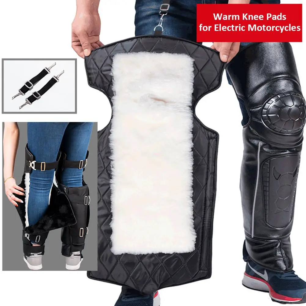 

Winter Motorcycle Knee Pads Warm Windproof Knee Protector With Elastic Strap Electric Car Waterproof Knee Warmer For Men Women