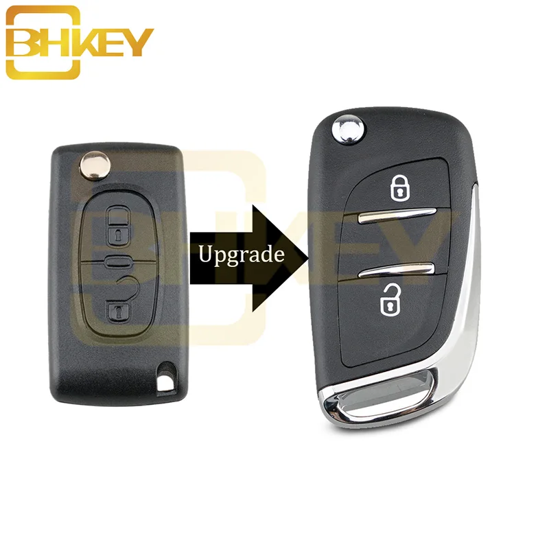 BHKEY 2 кнопки модифицированный откидной складной пульт дистанционного ключа автомобиля чехол для peugeot 307 408 308 для Citroen HU83/VA2 Blade CE0536