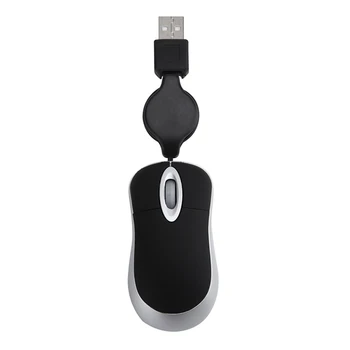 

Mini USB Mouse Retractable Cable Tiny Small Mouse 1600 DPI Optical Compact Travel Mice for Windows 98 2000 XP Vista Ve (Bl