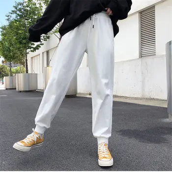 

Sports Solid Students All-Match Loose High Waist Slender Fashion Streetwear Elastic Waist Casual Brief Pencil Trousers